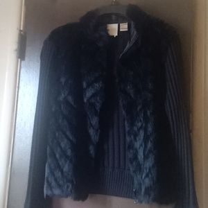 Derek Heart Black Teddy Real 🐰 Fur Jacket with Stand-Up Collar